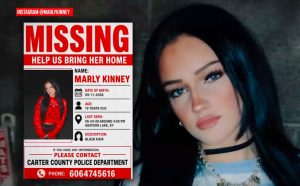 Marly Kinney featured in a news graphic about the four-day search at Kentucky's Grayson Lake and the ongoing investigation into her death.