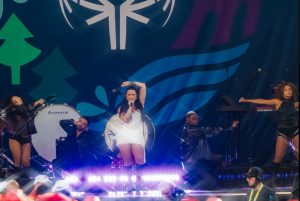 Demi Lovato smiles during the Opening Ceremony of the 2026 Special Olympics USA Games alongside performances from Jon Batiste.