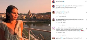 Selena Gomez smiles during a sunset getaway in Benny Blanco's heartfelt birthday tribute on Instagram.
